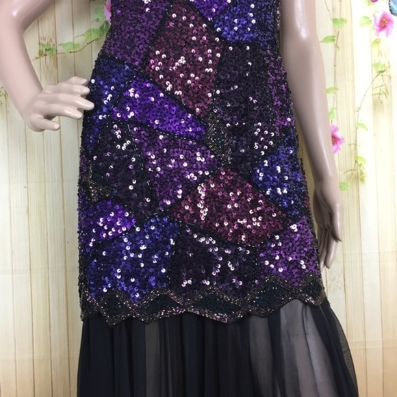 OLEG CASSINI Gatsby Style Beaded Silk Dress Size 4 - Picture 3 of 8